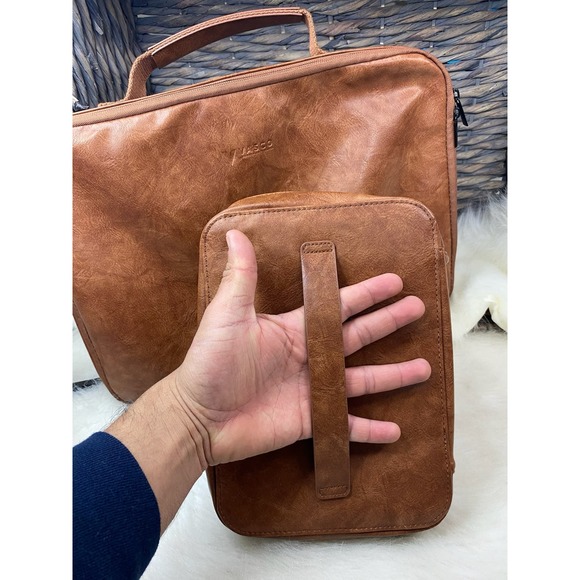 Vasco eco leather packing cube set in brown - Picture 3 of 8